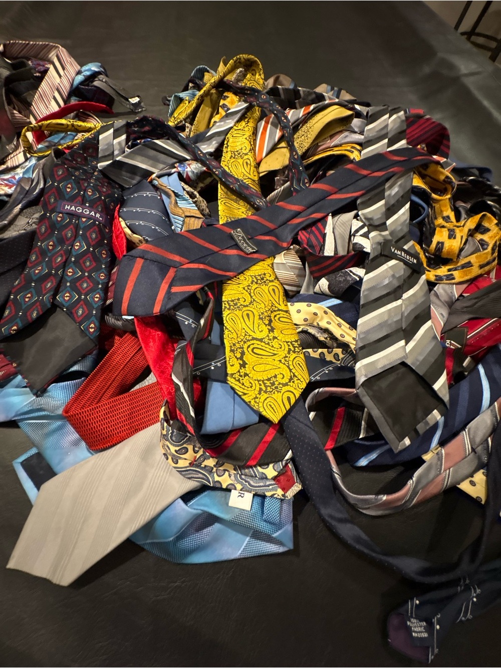 Lot of 25 Assorted Men's Neck Ties - Yellow Paisley & Multicolor Stripes